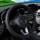 Black PU Leather Expandable Steering Wheel Cover 38CM 3 Colors – Black, Black Blue & Black Red