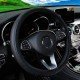 Black PU Leather Expandable Steering Wheel Cover 38CM 3 Colors – Black, Black Blue & Black Red