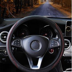 Black PU Leather Expandable Steering Wheel Cover 38CM 3 Colors – Black, Black Blue & Black Red Black PU Leather Expandable Steering Wheel Cover 38CM 3 Colors – Black, Black Blue & Black Red