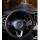 Black PU Leather Expandable Steering Wheel Cover 38CM 3 Colors – Black, Black Blue & Black Red