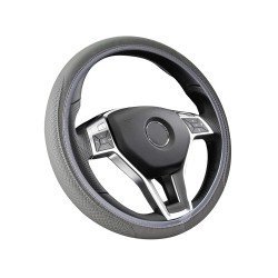 PU Leather Expandable Steering Wheel Cover 38CM (Grey) - Universal Fit