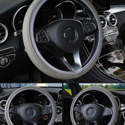 PU Leather Expandable Steering Wheel Cover 38CM (Grey) - Universal Fit PU Leather Expandable Steering Wheel Cover 38CM (Grey) - Universal Fit