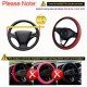 Black PU Leather Expandable Steering Wheel Cover 38CM 3 Colors – Black, Black Blue & Black Red