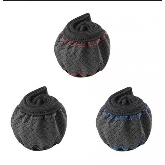 Black PU Leather Expandable Steering Wheel Cover 38CM 3 Colors – Black, Black Blue & Black Red