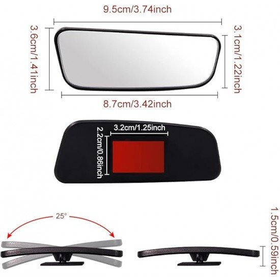Rectangular Wide Angle Blind Spot Rear View Mirror -360° Adjustable (Pack of 2) Rectangular Wide Angle Blind Spot Rear View Mirror -360° Adjustable (Pack of 2)