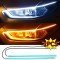 Sequential LED DRL + Turn Signal Headlight Surface Light Strip- 2 pack Universal Fit (White + Amber) Waterproof