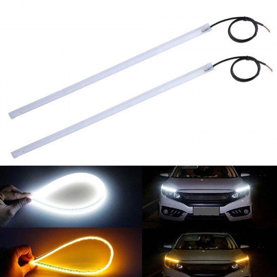 Sequential LED DRL + Turn Signal Headlight Surface Light Strip- 2 pack Universal Fit (White + Amber) Waterproof Sequential LED DRL + Turn Signal Headlight Surface Light Strip- 2 pack Universal Fit (White + Amber) Waterproof