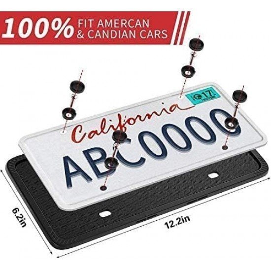 Silicone License Plate Frames - Water & Rust Proof (North America) 5 Colors