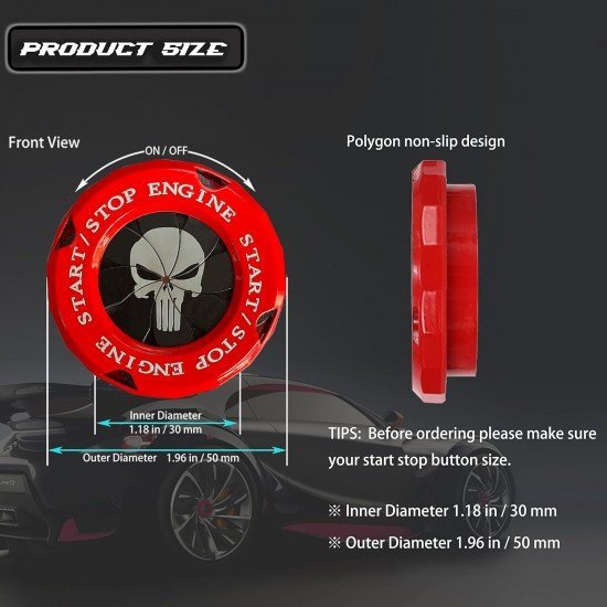 Skull Car Engine Start Stop Button Rotary Covers - Universal Fit (2 Colors) Skull Car Engine Start Stop Button Rotary Covers - Universal Fit (2 Colors)