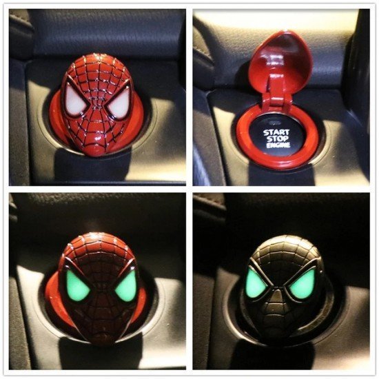 Spider Man Car Engine Start Stop Button Flip Covers - Universal Fit (2 Colors) Radium Eyes