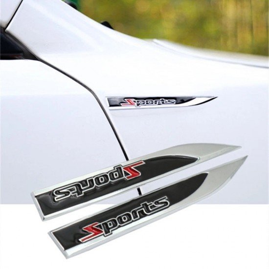 Sports 3D Metal Emblems Pair Chrome Black & Red Universal Fit – 14.6x1.8CM Sports 3D Metal Emblems Pair Chrome Black & Red Universal Fit – 14.6x1.8CM