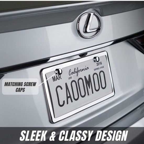 Stainless Steel Premium License Plate Frames (North America) - Set of 2 Stainless Steel Premium License Plate Frames (North America) - Set of 2