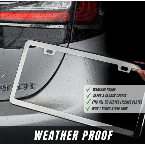 Stainless Steel Premium License Plate Frames (North America) - Set of 2 Stainless Steel Premium License Plate Frames (North America) - Set of 2