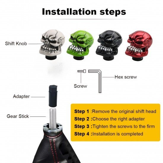 Black Skull Head Car Gear Shift Knob Universal Fit Black Skull Head Car Gear Shift Knob Universal Fit