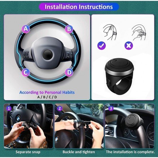 Universal Steering Wheel Booster Knob Black – Metal & ABS | Smooth 360° Single Hand Control for Cars SUVs Trucks Universal Steering Wheel Booster Knob Black – Metal & ABS | Smooth 360° Single Hand Control for Cars SUVs Trucks