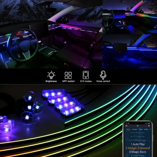 Car Interior Acrylic Symphony Ambient Lighting Kit (22 Lights in 1 Pack) 16 Million Colors Car Interior Acrylic Symphony Ambient Lighting Kit (22 Lights in 1 Pack) 16 Million Colors