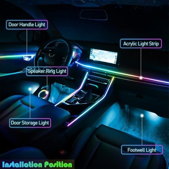 Car Interior Acrylic Symphony Ambient Lighting Kit (22 Lights in 1 Pack) 16 Million Colors Car Interior Acrylic Symphony Ambient Lighting Kit (22 Lights in 1 Pack) 16 Million Colors