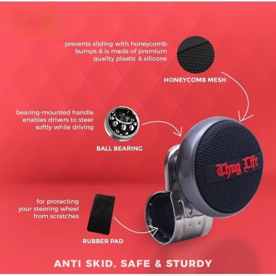 Thug Life Universal Steering Wheel Spinner Knob – Honeycomb Design 