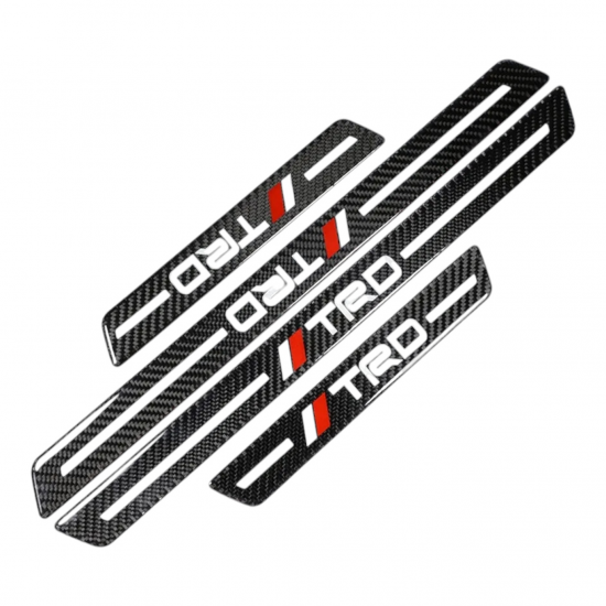 Real Carbon Fiber TRD Door Sill Protectors- 4Door Set (Anti Slip & Anti Scratch) 