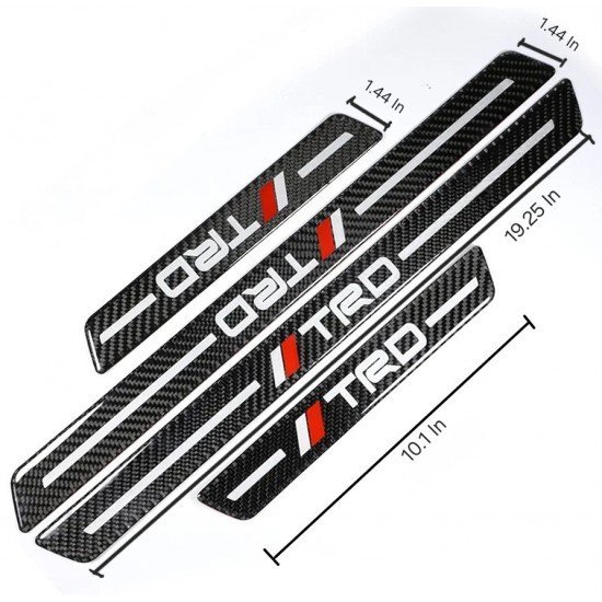 Real Carbon Fiber TRD Door Sill Protectors- 4Door Set (Anti Slip & Anti Scratch) 