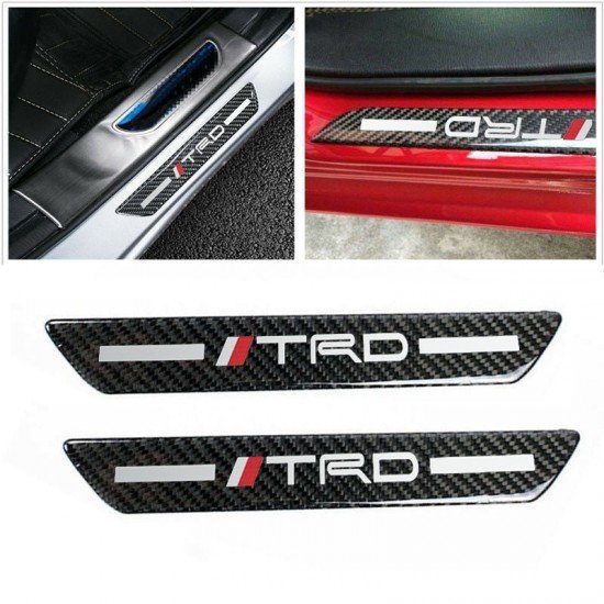 Real Carbon Fiber TRD Door Sill Protectors- 4Door Set (Anti Slip & Anti Scratch) 
