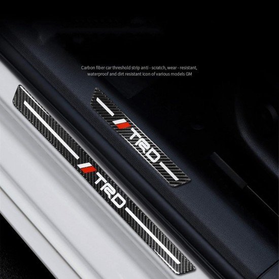 Real Carbon Fiber TRD Door Sill Protectors- 4Door Set (Anti Slip & Anti Scratch) 