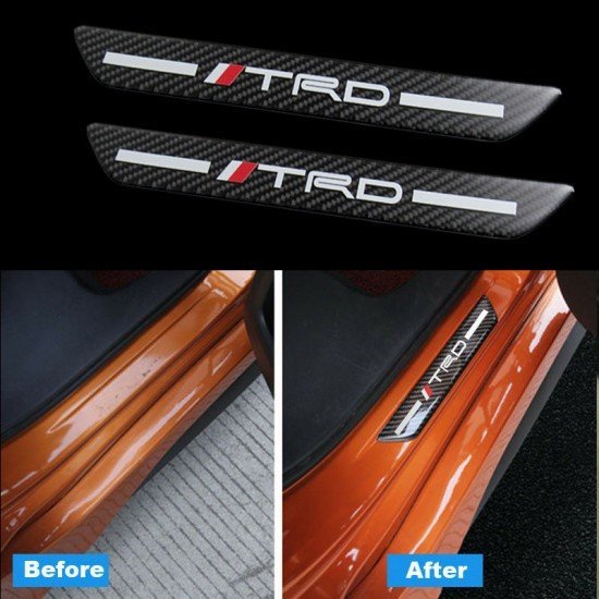 Real Carbon Fiber TRD Door Sill Protectors- 4Door Set (Anti Slip & Anti Scratch) 
