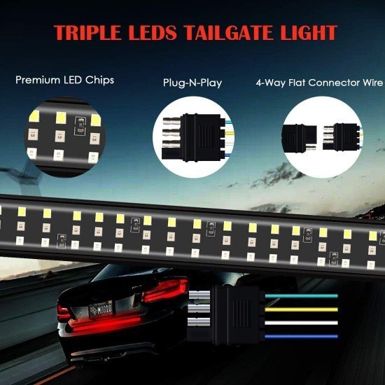 Truck Tailgate LED Lighting Strip (Waterproof) 152 cm - Triple Row Lights Truck Tailgate LED Lighting Strip (Waterproof) 152 cm - Triple Row Lights