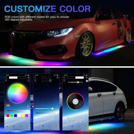 Car Chassis Under glow RGB Light Strip 90 x 120 cm - Universal Fit (Waterproof)