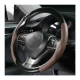 Anti Slip Nappa Leather Steering Wheel Cover - Universal Fit (Coffee)