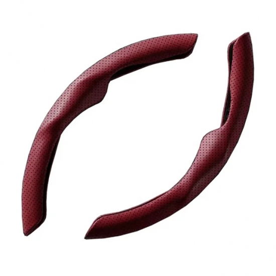 Anti Slip Nappa Leather Steering Wheel Cover - Universal Fit (Wine Red) Anti Slip Nappa Leather Steering Wheel Cover - Universal Fit (Wine Red)