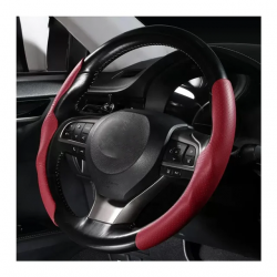 Anti Slip Nappa Leather Steering Wheel Cover - Universal Fit (Wine Red) Anti Slip Nappa Leather Steering Wheel Cover - Universal Fit (Wine Red)
