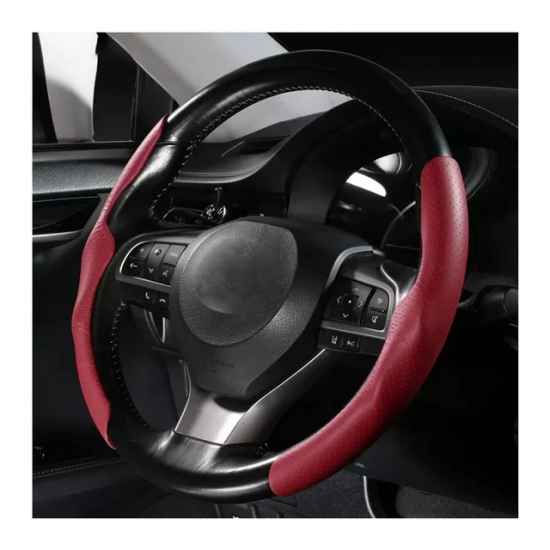 Anti Slip Nappa Leather Steering Wheel Cover - Universal Fit (Wine Red) Anti Slip Nappa Leather Steering Wheel Cover - Universal Fit (Wine Red)