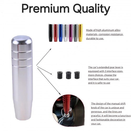 Aluminum Alloy Car Gear Shift Knob 5.1 Inch Universal Fit – 6 Colors