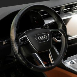 Carbon Fiber Steering Wheel Cover - Universal Fit (Black)