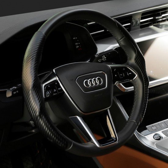 Carbon Fiber Steering Wheel Cover - Universal Fit (Black)