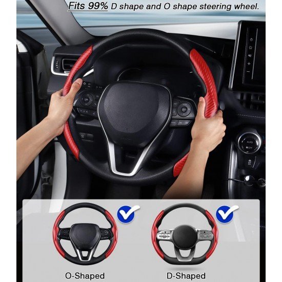 Carbon Fiber Steering Wheel Cover - Universal Fit (White) Carbon Fiber Steering Wheel Cover - Universal Fit (White)