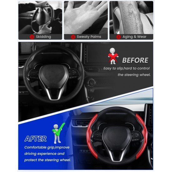 Carbon Fiber Steering Wheel Cover - Universal Fit (White) Carbon Fiber Steering Wheel Cover - Universal Fit (White)