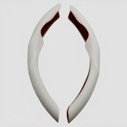 Carbon Fiber Steering Wheel Cover - Universal Fit (White)