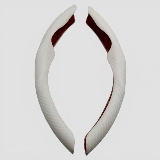 Carbon Fiber Steering Wheel Cover - Universal Fit (White) Carbon Fiber Steering Wheel Cover - Universal Fit (White)