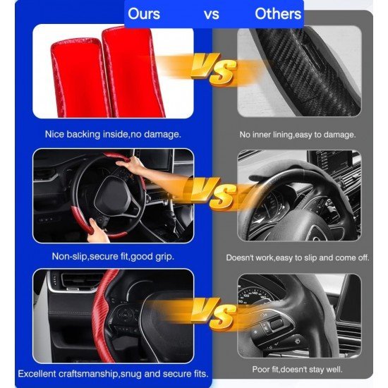 Carbon Fiber Steering Wheel Cover - Universal Fit (White) Carbon Fiber Steering Wheel Cover - Universal Fit (White)