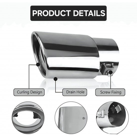 2.5 Inch Inlet Universal Fit Exhaust Pipe Tips - (Chrome) 2.5 Inch Inlet Universal Fit Exhaust Pipe Tips - (Chrome)