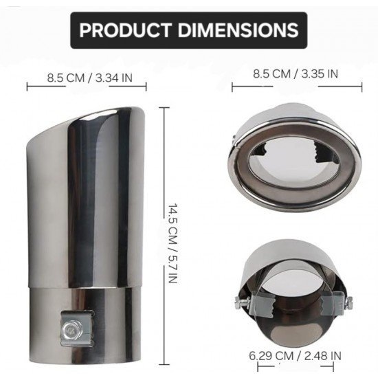 2.5 Inch Inlet Universal Fit Exhaust Pipe Tips - (Chrome) 2.5 Inch Inlet Universal Fit Exhaust Pipe Tips - (Chrome)