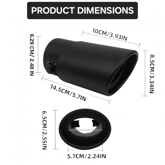 2.5 Inch Inlet Universal Fit Exhaust Pipe Tips - (Polished Black) 2.5 Inch Inlet Universal Fit Exhaust Pipe Tips - (Polished Black)