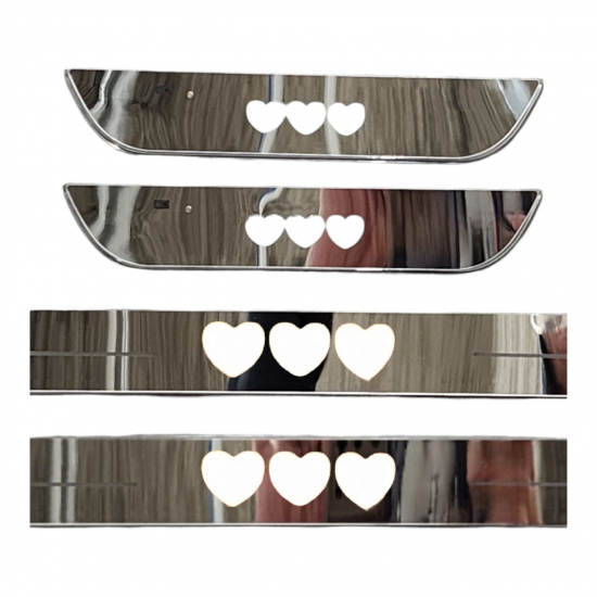 Magnetic Car Door LED Sill Plates- Love Hearts - 4Door Set (Universal Fit, Wireless, Rechargeable)