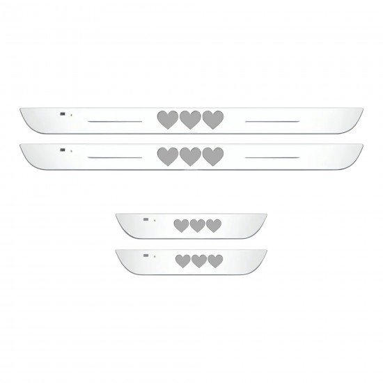 Magnetic Car Door LED Sill Plates- Love Hearts - 4Door Set (Universal Fit, Wireless, Rechargeable)
