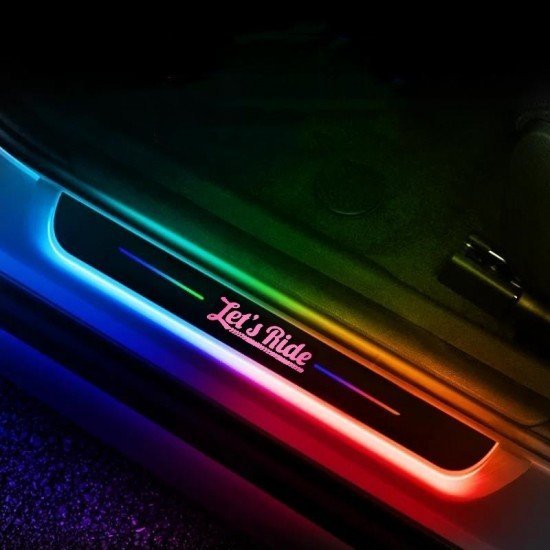 Let`s Ride Magnetic Car Door LED Sill Plates- 4Door Set (Universal Fit, Wireless, Rechargeable)