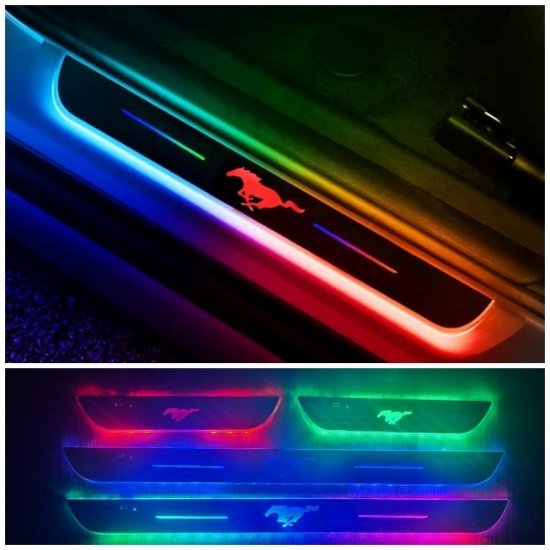 Magnetic Car Door LED Sill Plates- Mustang - 4Door Set (Universal Fit, Wireless, Rechargeable) Magnetic Car Door LED Sill Plates- Mustang - 4Door Set (Universal Fit, Wireless, Rechargeable)