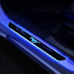 Magnetic Car Door LED Sill Plates- Mustang - 4Door Set (Universal Fit, Wireless, Rechargeable)