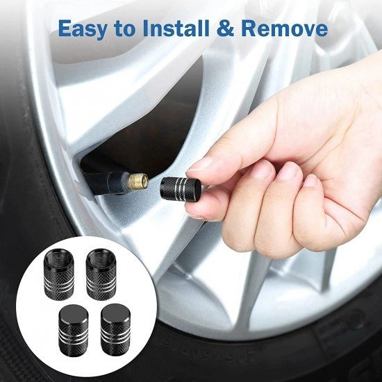 Aluminum Alloy 4 Pcs Aluminum Tire Valve Stem Caps - Universal Fit  (Ring)